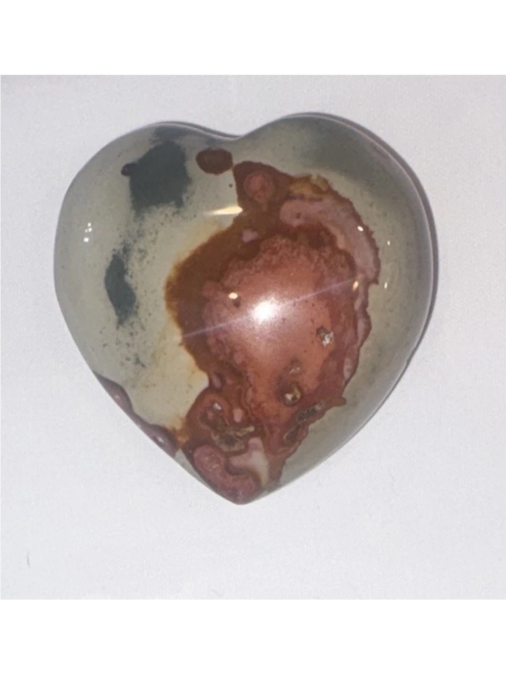 Polished Heart-Shaped Jasper Stone - Red and Cream Decorative Accent
